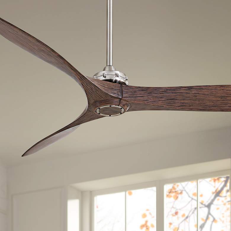 Image 1 60" Minka Aire Aviation Nickel Maple Indoor Ceiling Fan with Remote