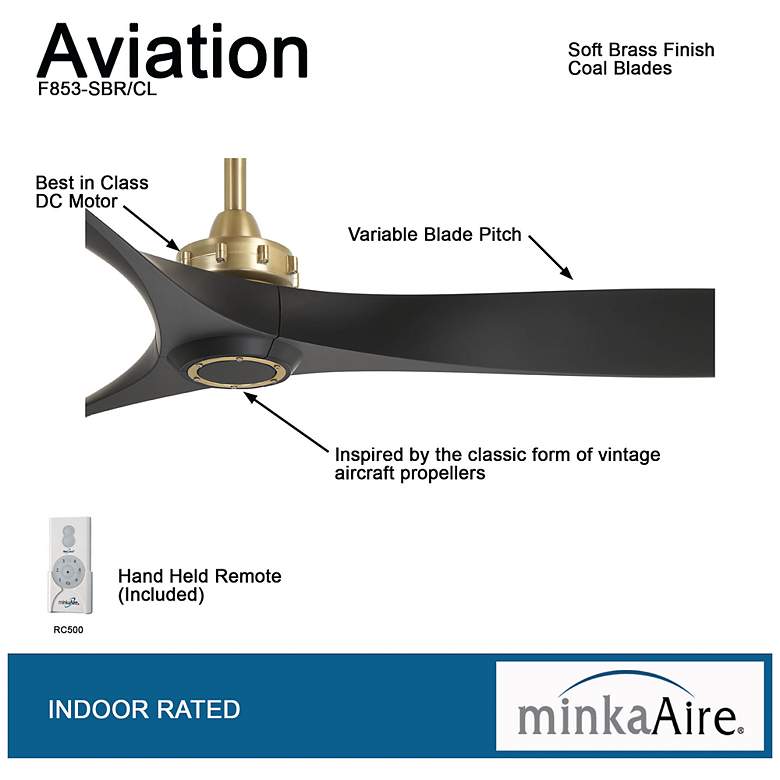 Image 3 60 inch Minka Aire Aviation Soft Brass Ceiling Fan with Remote Control more views