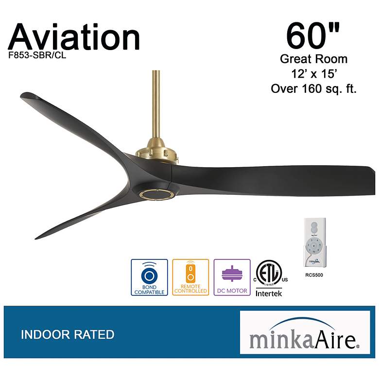 Image 4 60" Minka Aire Aviation Soft Brass Ceiling Fan with Remote Control more views