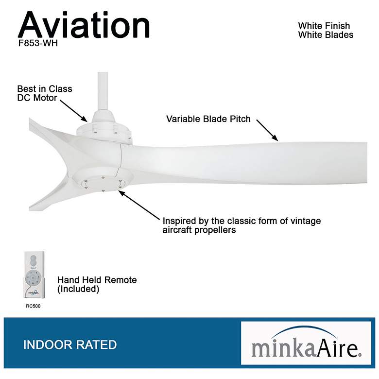 Image 7 60 inch Minka Aire Aviation White Ceiling Fan with Remote Control more views