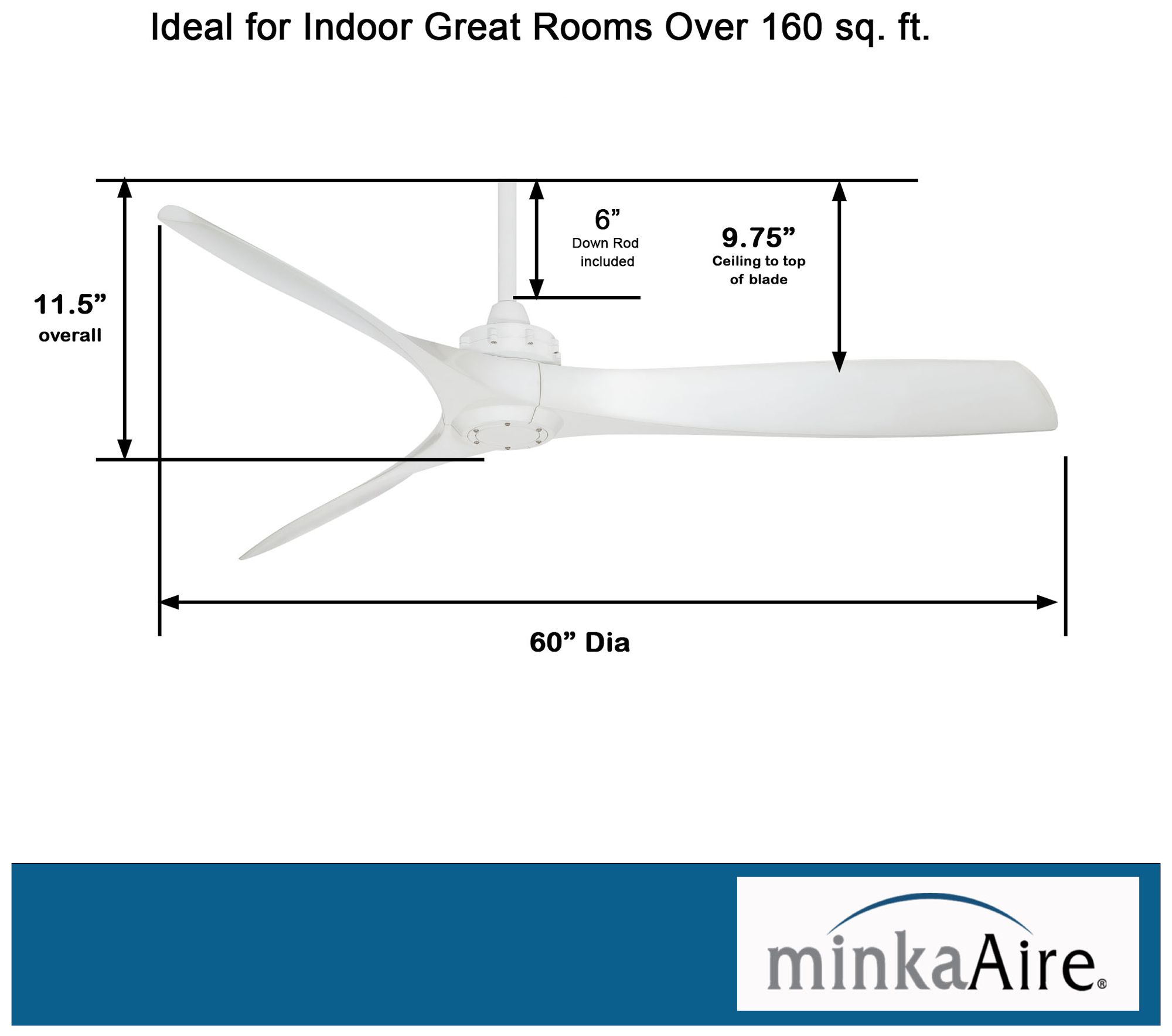 60" Minka Aire Aviation White Ceiling Fan with Remote Control