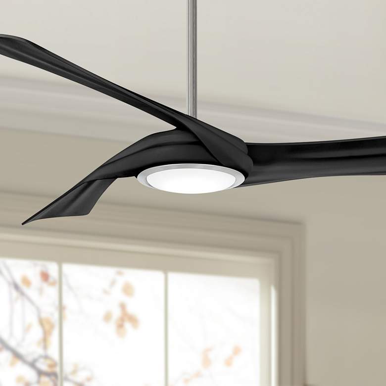 Image 1 60" Minka Aire Curl Brushed Nickel and Coal LED Smart Ceiling Fan