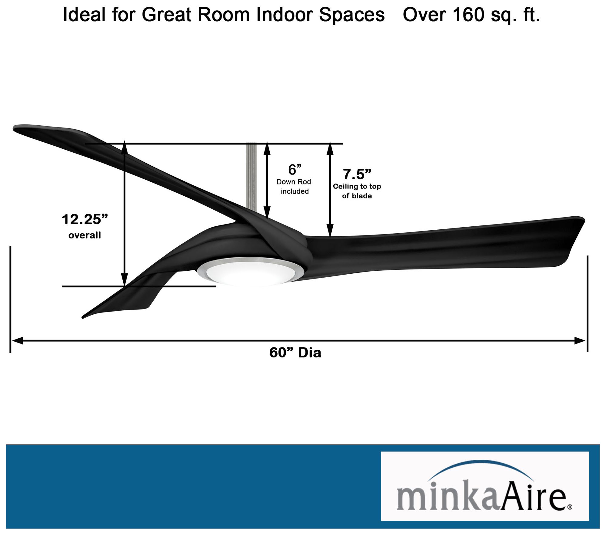 60" Minka Aire Curl Brushed Nickel and Coal LED Smart Ceiling Fan