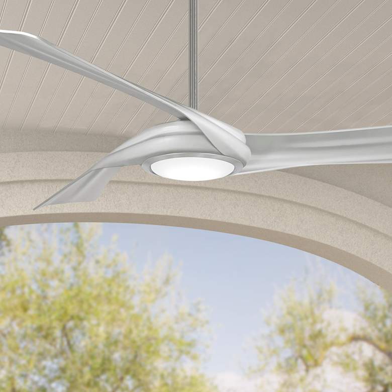 Image 1 60" Minka Aire Curl Brushed Nickel and Silver LED Smart Ceiling Fan