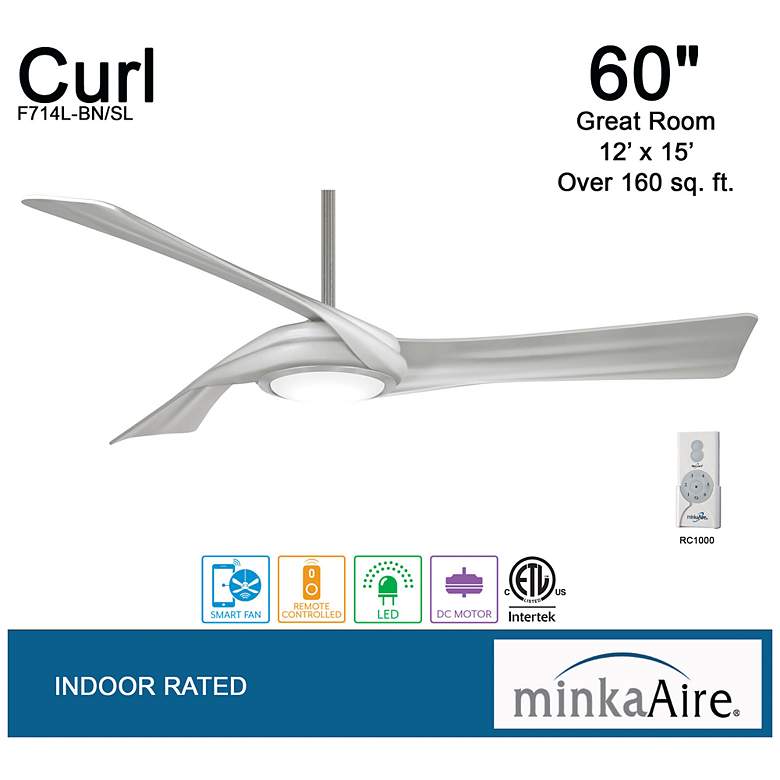 Image 6 60" Minka Aire Curl Brushed Nickel and Silver LED Smart Ceiling Fan more views