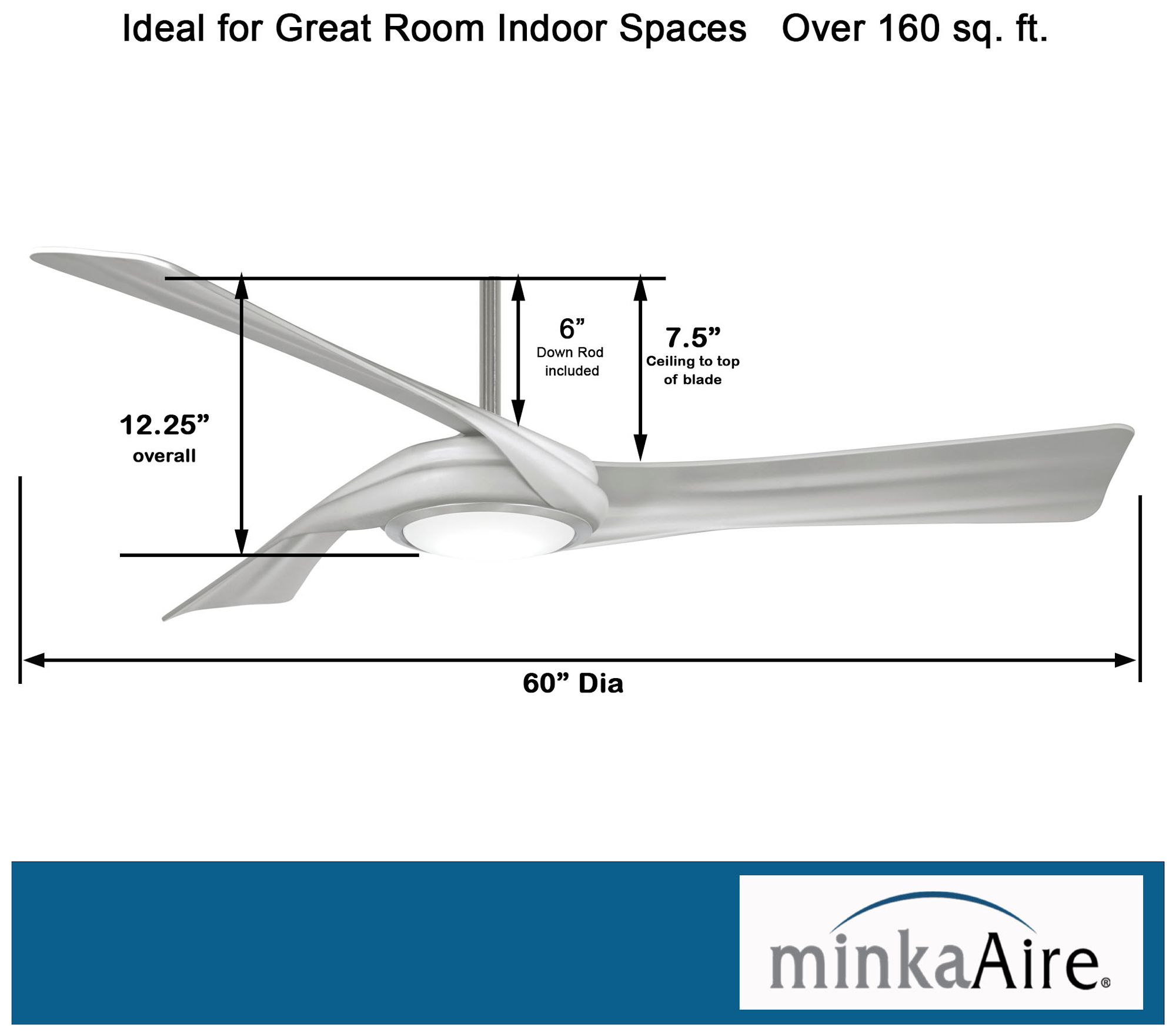 60" Minka Aire Curl Brushed Nickel and Silver LED Smart Ceiling Fan