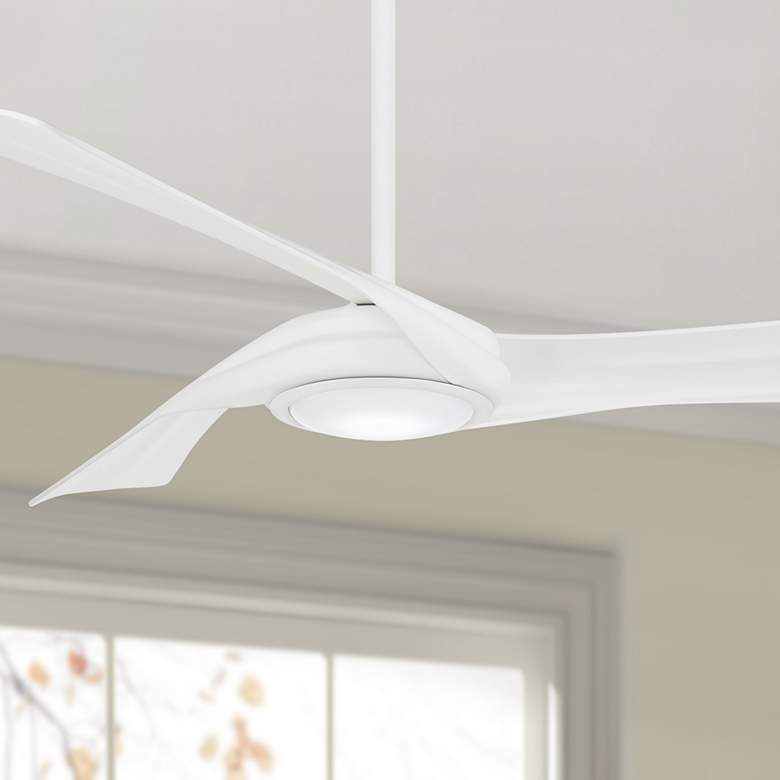 60&quot; Minka Aire Curl Flat White Finish Modern LED Smart Ceiling Fan