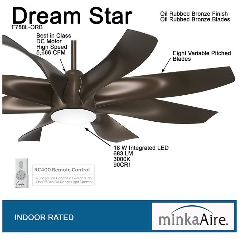Image 7 60" Minka Aire Dream Bronze 8-Blade LED Ceiling Fan with Remote more views