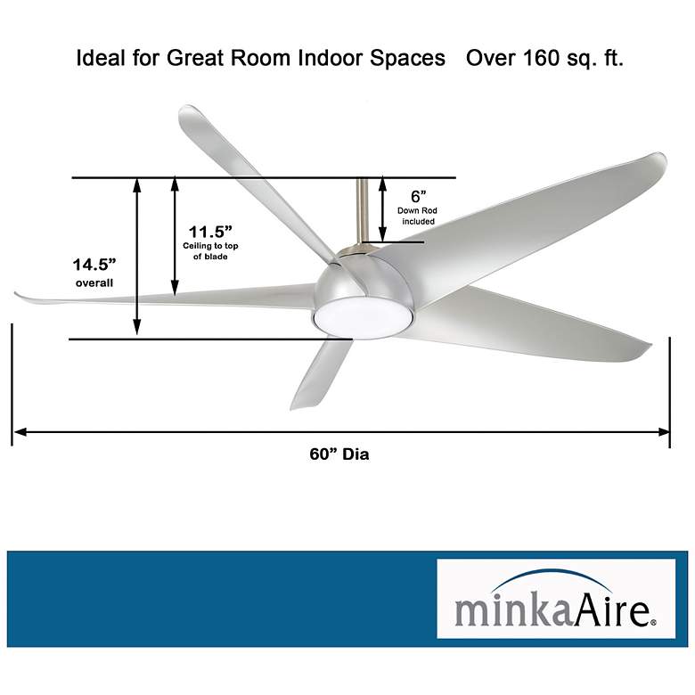 Image 6 60" Minka Aire Ellipse Brushed Nickel and Silver LED Smart Ceiling Fan more views