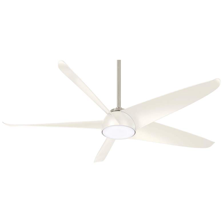 Image 2 60" Minka Aire Ellipse Brushed Nickel and White LED Smart Ceiling Fan