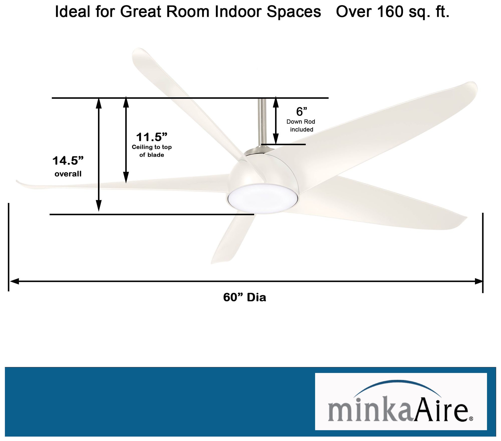 60" Minka Aire Ellipse Brushed Nickel and White LED Smart Ceiling Fan