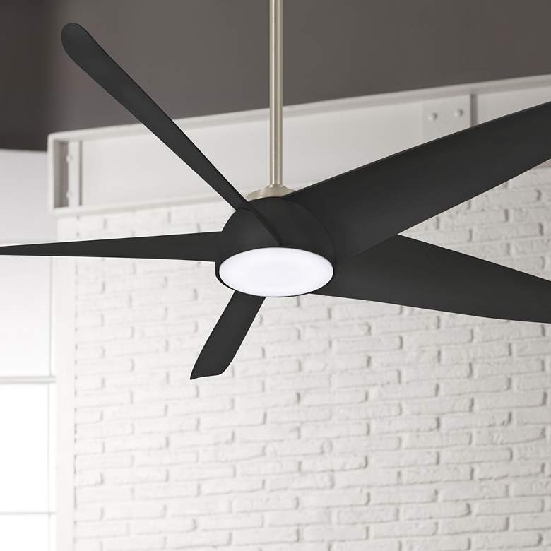60&quot; Minka Aire Ellipse Coal Black Modern LED Smart Ceiling Fan