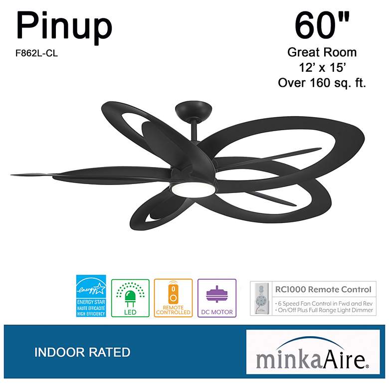 Image 6 60" Minka Aire Pinup Coal Indoor LED Ceiling Fan with Remote more views