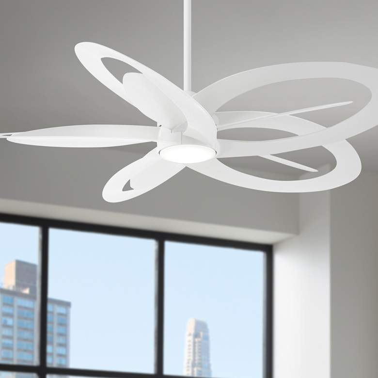 Image 2 60" Minka Aire Pinup Flat White Indoor LED Ceiling Fan with Remote