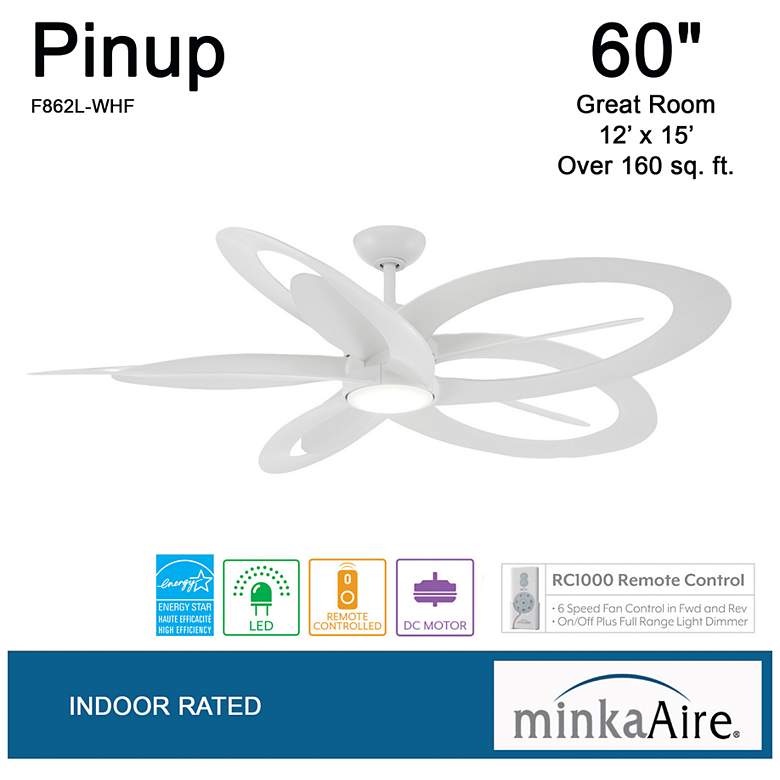 Image 6 60" Minka Aire Pinup Flat White Indoor LED Ceiling Fan with Remote more views
