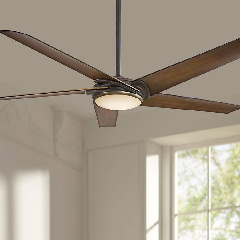Image 1 60" Minka Aire Raptor Bronze Modern LED Ceiling Fan with Remote