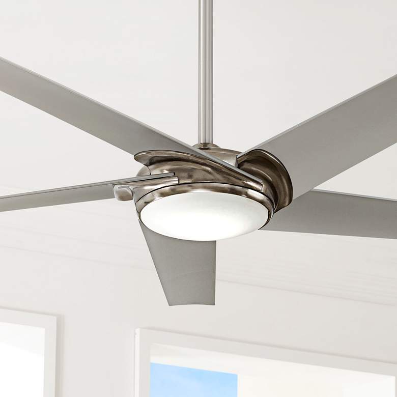 Image 1 60 inch Minka Aire Raptor Brushed Nickel LED Indoor Fan with Remote