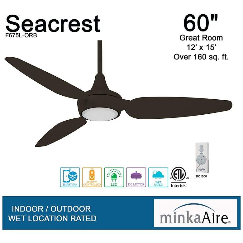 Image 5 60" Minka Aire Seacrest Bronze LED Outdoor Smart Ceiling Fan more views