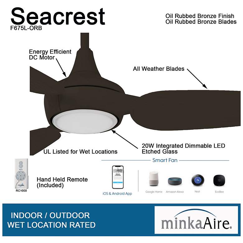 Image 7 60" Minka Aire Seacrest Bronze LED Outdoor Smart Ceiling Fan more views