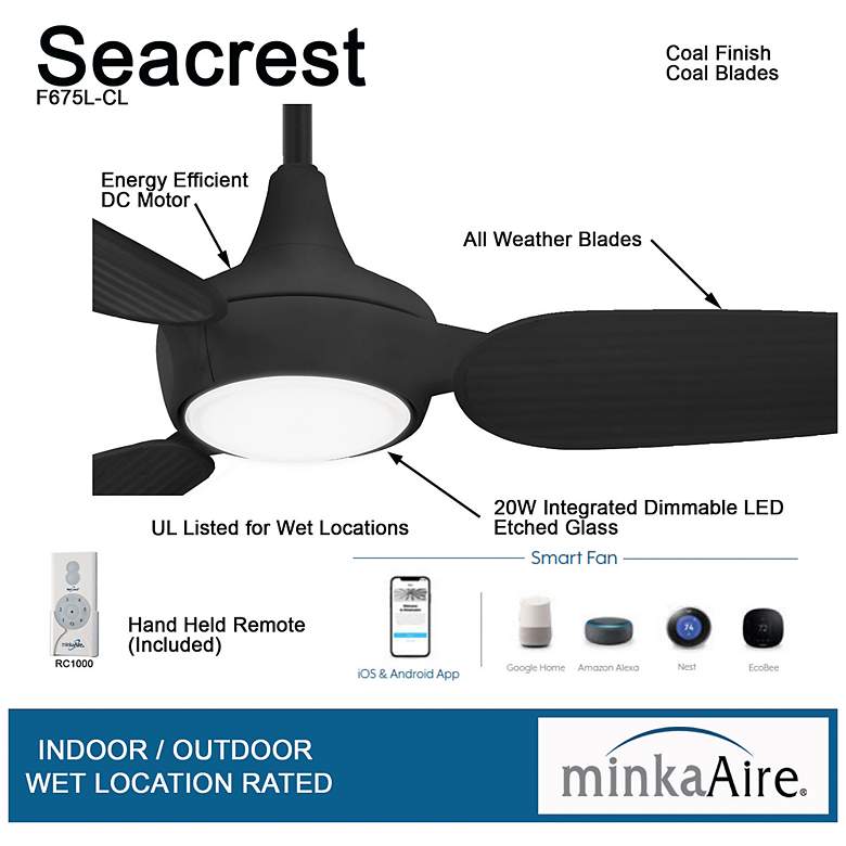 Image 6 60" Minka Aire Seacrest Coal LED Outdoor Smart Ceiling Fan more views