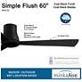 60" Minka Aire Simple Flush Coal Black Outdoor Hugger Ceiling Fan in scene