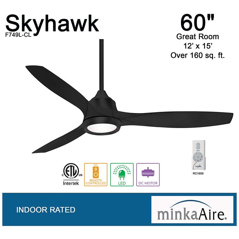 Image 5 60" Minka Aire Skyhawk Coal Modern LED Ceiling Fan with Remote Control more views