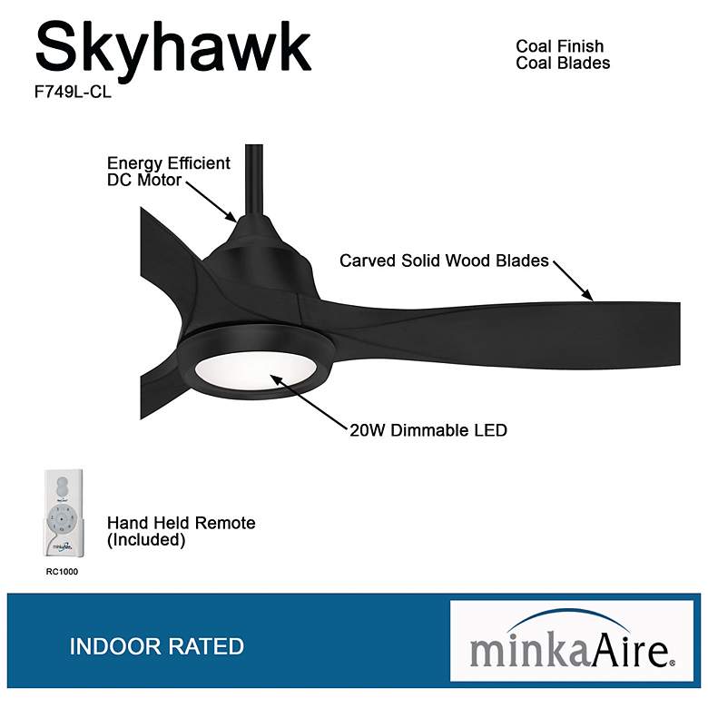 Image 6 60" Minka Aire Skyhawk Coal Modern LED Ceiling Fan with Remote Control more views