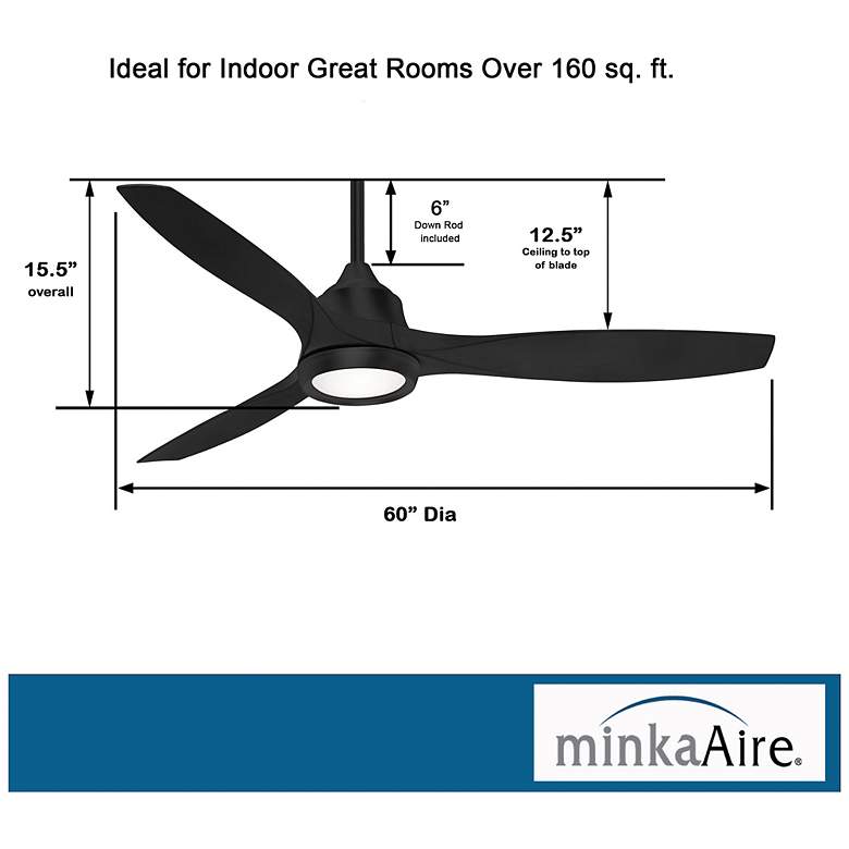 Image 7 60" Minka Aire Skyhawk Coal Modern LED Ceiling Fan with Remote Control more views