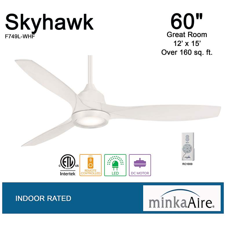Image 7 60" Minka Aire Skyhawk Flat White LED Ceiling Fan with Remote Control more views