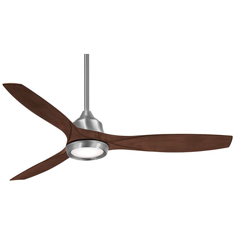 Image 2 60" Minka Aire Skyhawk Nickel Dark Maple LED Ceiling Fan with Remote