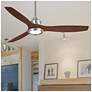 60" Minka Aire Skyhawk Nickel Dark Maple LED Ceiling Fan with Remote