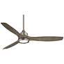 60" Minka Aire Skyhawk Nickel Driftwood LED Ceiling Fan with Remote