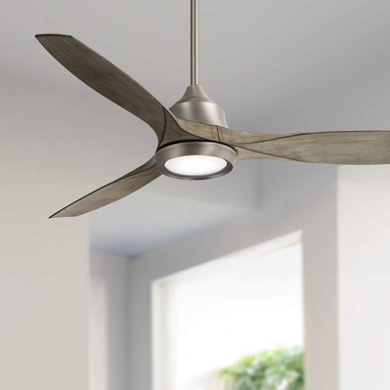 Image 1 60" Minka Aire Skyhawk Nickel Driftwood LED Ceiling Fan with Remote