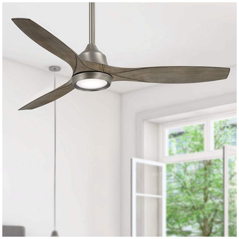 Image 4 60" Minka Aire Skyhawk Nickel Driftwood LED Ceiling Fan with Remote more views