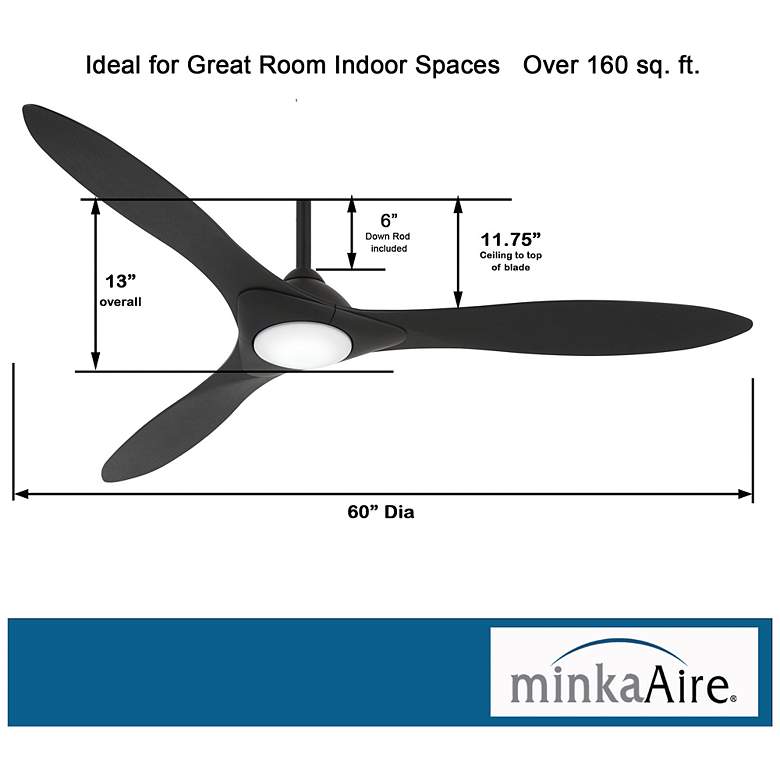 Image 6 60" Minka Aire Sleek Coal Finish LED Smart Ceiling Fan with Remote more views
