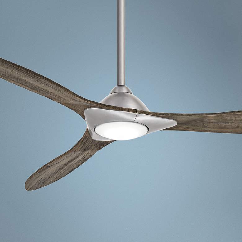 Image 1 60" Minka Aire Sleek Nickel Finish Modern LED Smart Ceiling Fan