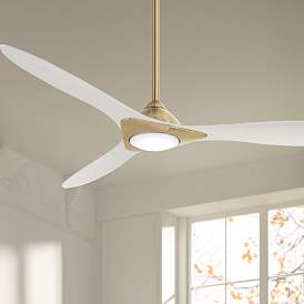 Image1 of 60" Minka Aire Sleek Soft Brass LED Indoor Smart Fan with Remote