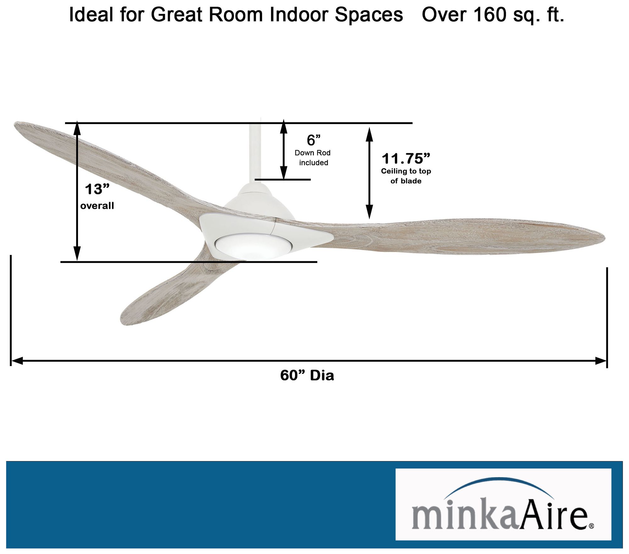 60" Minka Aire Sleek White LED Modern Smart Ceiling Fan