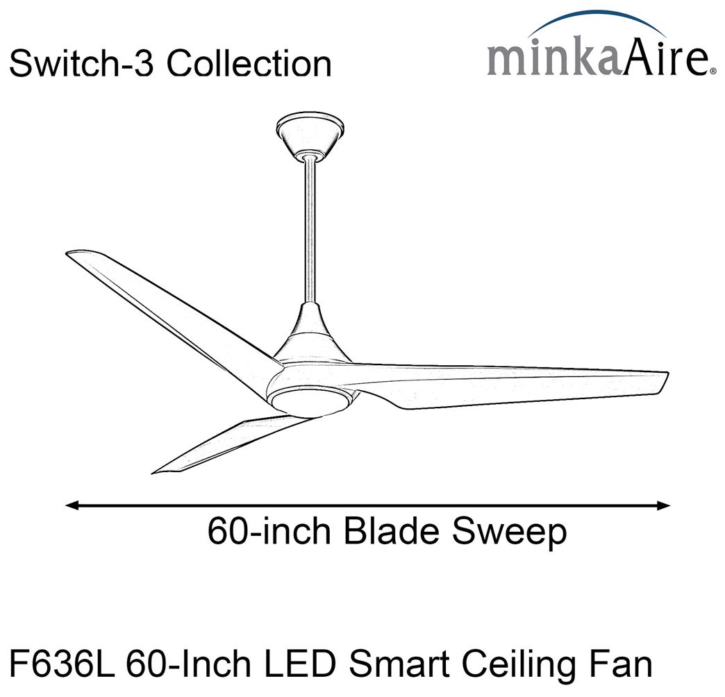 Image 6 60" Minka Aire Switch Black 3-Blade LED Smart Ceiling Fan more views