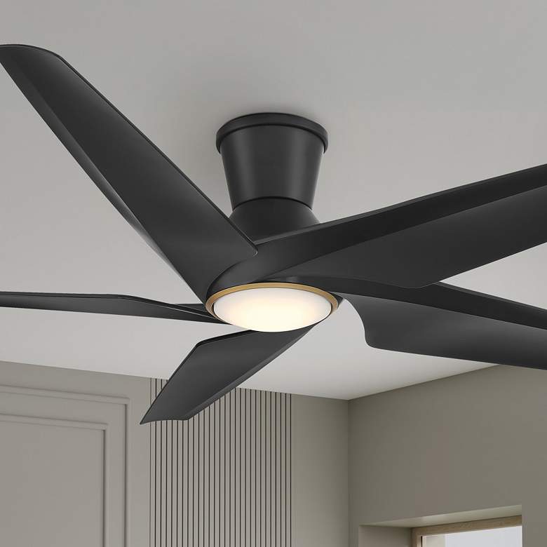 Image 1 60" Minka Aire Switch Black 5-Blade LED Smart Ceiling Fan