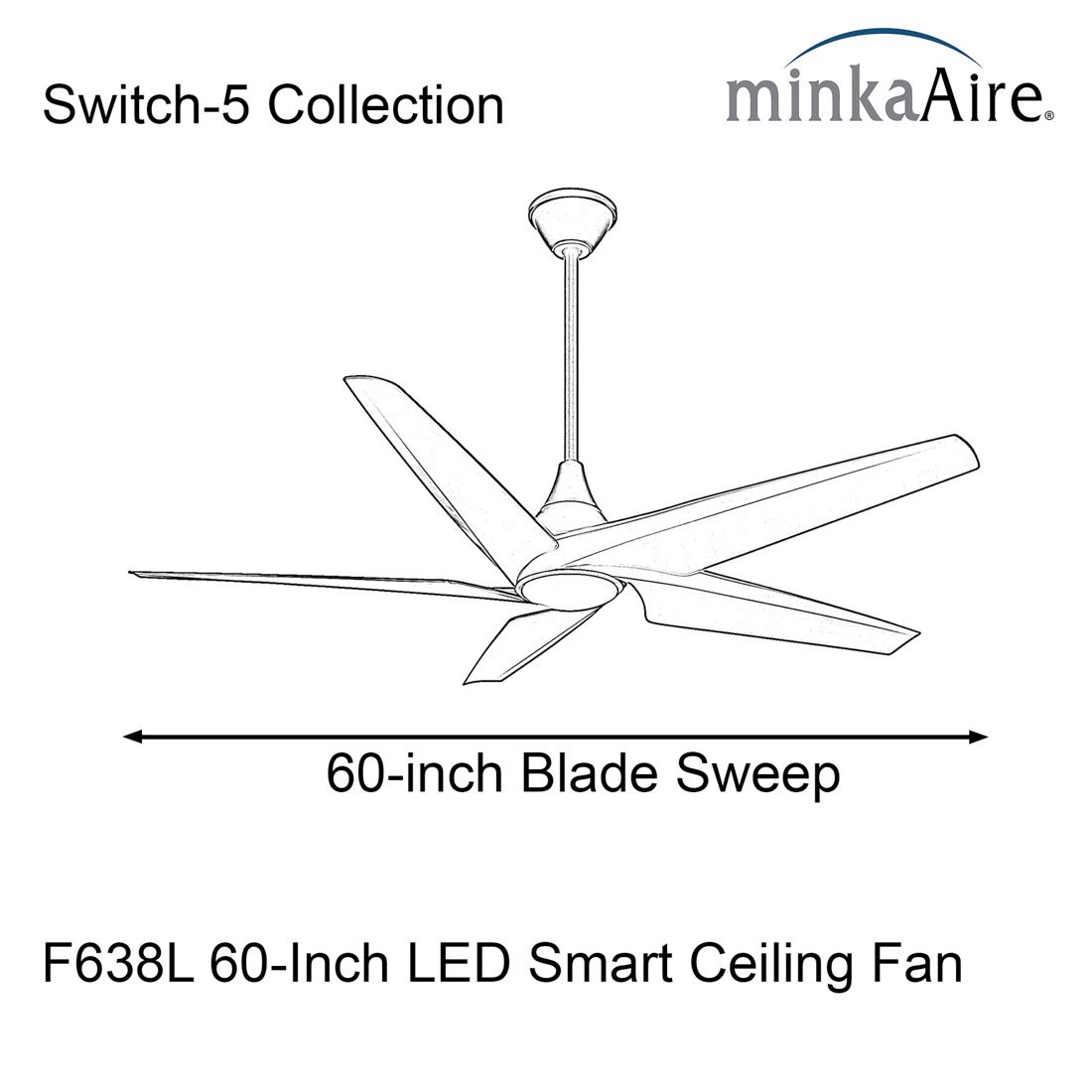 Image 6 60" Minka Aire Switch Black 5-Blade LED Smart Ceiling Fan more views