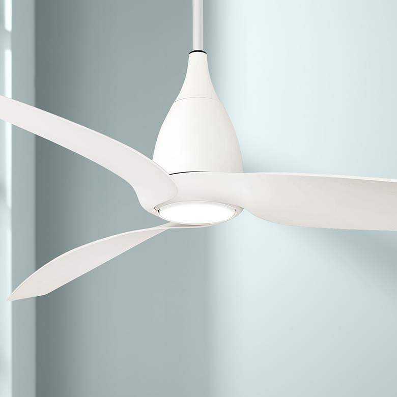 Image 1 60 inch Minka Aire Tear Flat White Modern LED Ceiling Fan with Remote