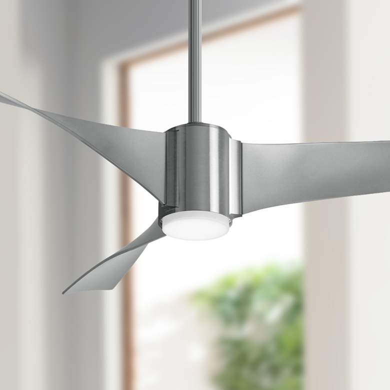 Image 1 60" Minka Aire Triple Brushed Nickel LED Modern Fan with Remote