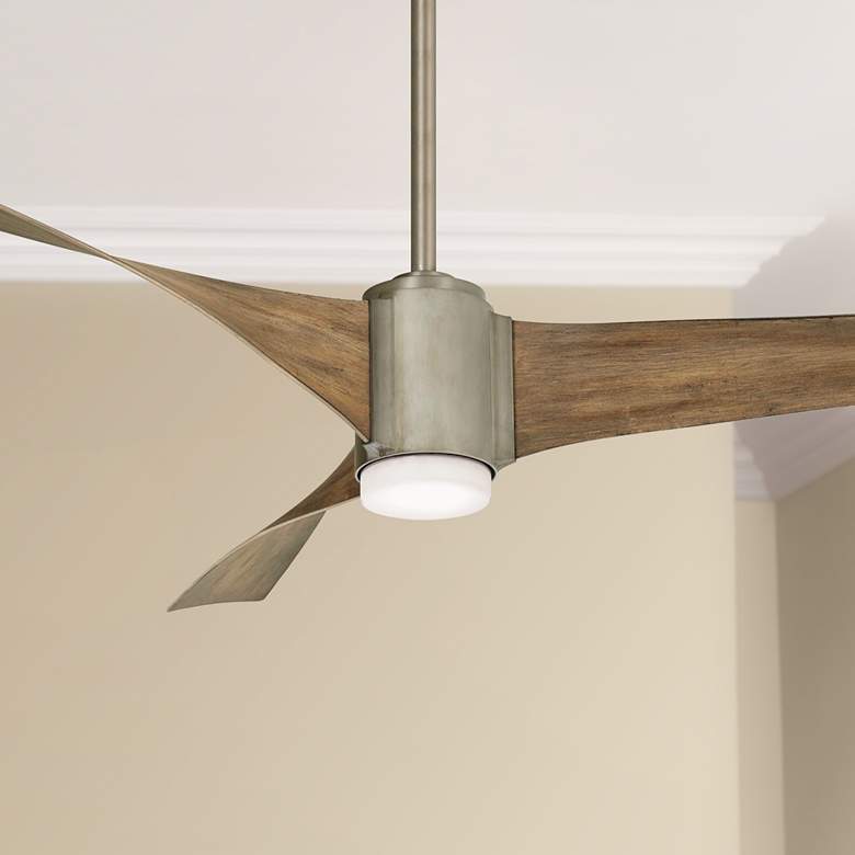 Image 1 60" Minka Aire Triple Brushed Steel LED Ceiling Fan with Remote