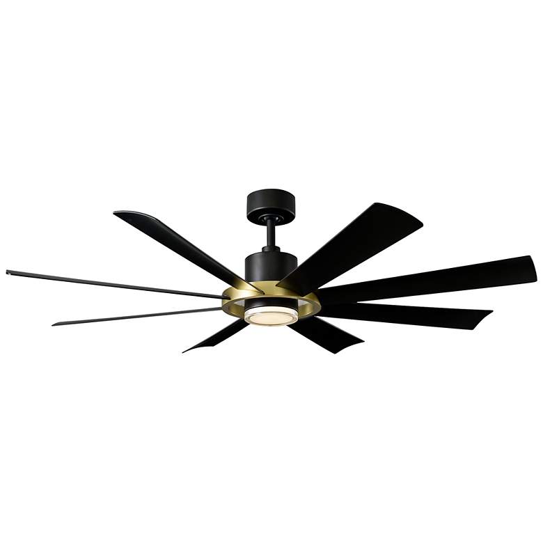 Image 2 60" Modern Forms Aura Black and Brass LED Smart Ceiling Fan
