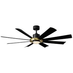 60" Modern Forms Aura Black and Brass LED Smart Ceiling Fan