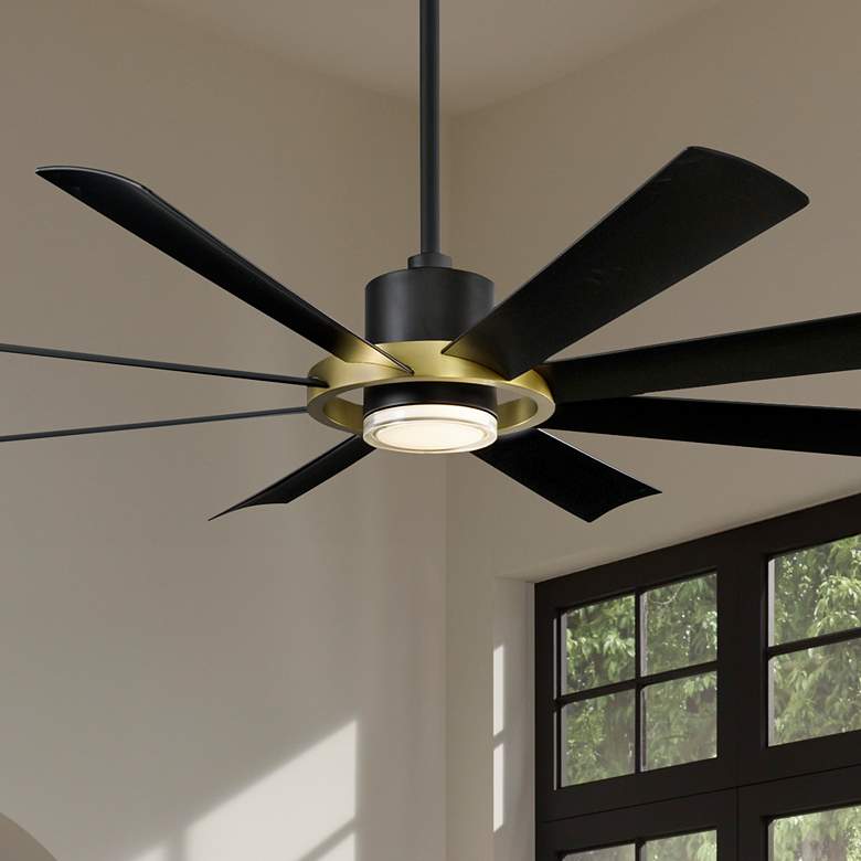 Image 1 60" Modern Forms Aura Black and Brass LED Smart Ceiling Fan