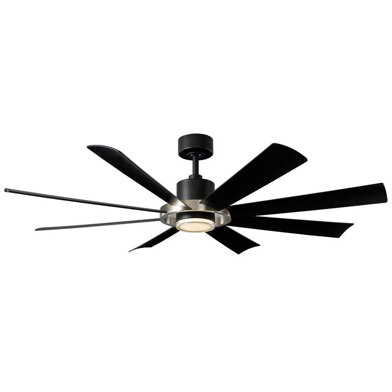 Image 1 60" Modern Forms Aura Black and Nickel LED Smart Ceiling Fan