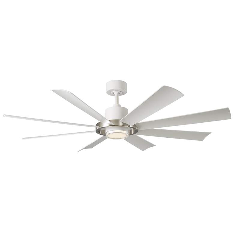 Image 1 60" Modern Forms Aura White and Nickel LED Smart Ceiling Fan