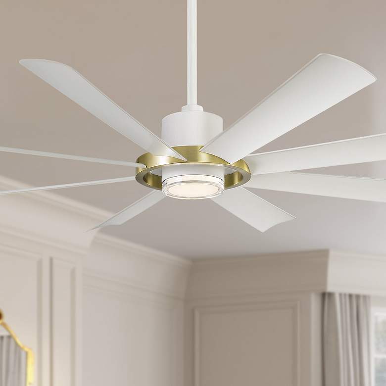 Image 1 60" Modern Forms Aura White and Soft Brass LED Smart Ceiling Fan